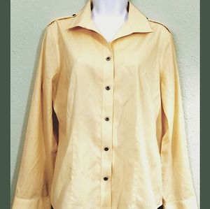 Chico's light yellow button up top size 1=Med(8)